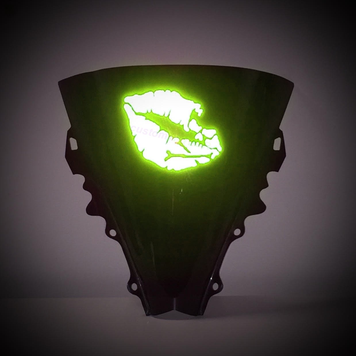 Customtaylor33 High Intensity Reflective Vinyl Death Kiss Skull Crossbones Lips Decal Bumper Sticker - Cars, Motorcycles, Helmets, Wind Screens, Laptops, Cellphones, (Se Lime Green, 12 Inch Wide)