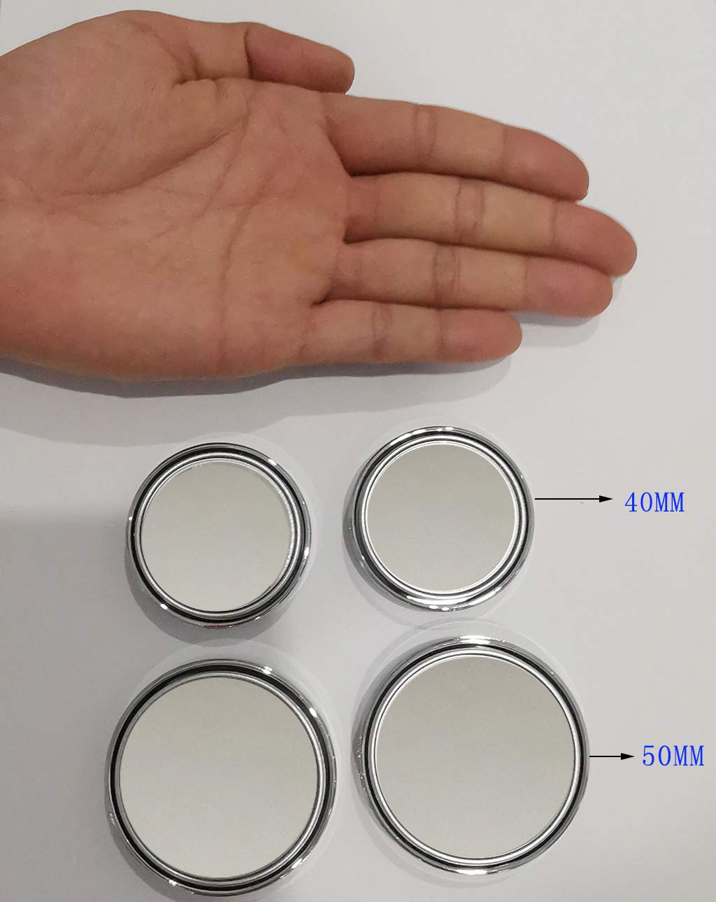 2Pcs Mini Small Blind Spot Mirror,Yusheng 1.57'(40Mm) Smaller Round Hd Glass Convex Rear View Mirror,Strong Adhesive Mirror For Car, Vehicles(1-9/16'(40Mm), Silver Frame)