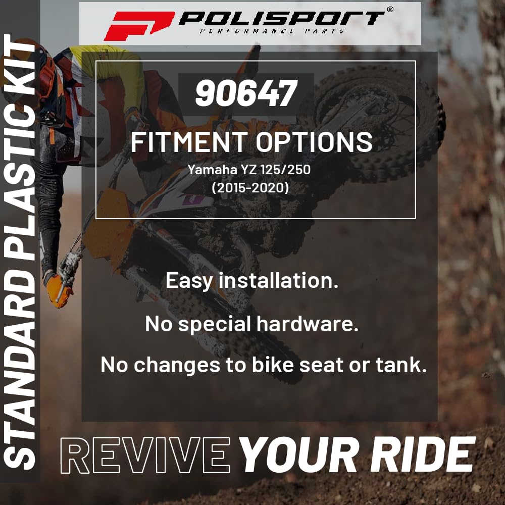 Polisport Full Plastic Kit for Yamaha YZ 125/250 (2015-20) OEM Quality Restyling Kit with Superior Fit, Flexibility, and Durabil