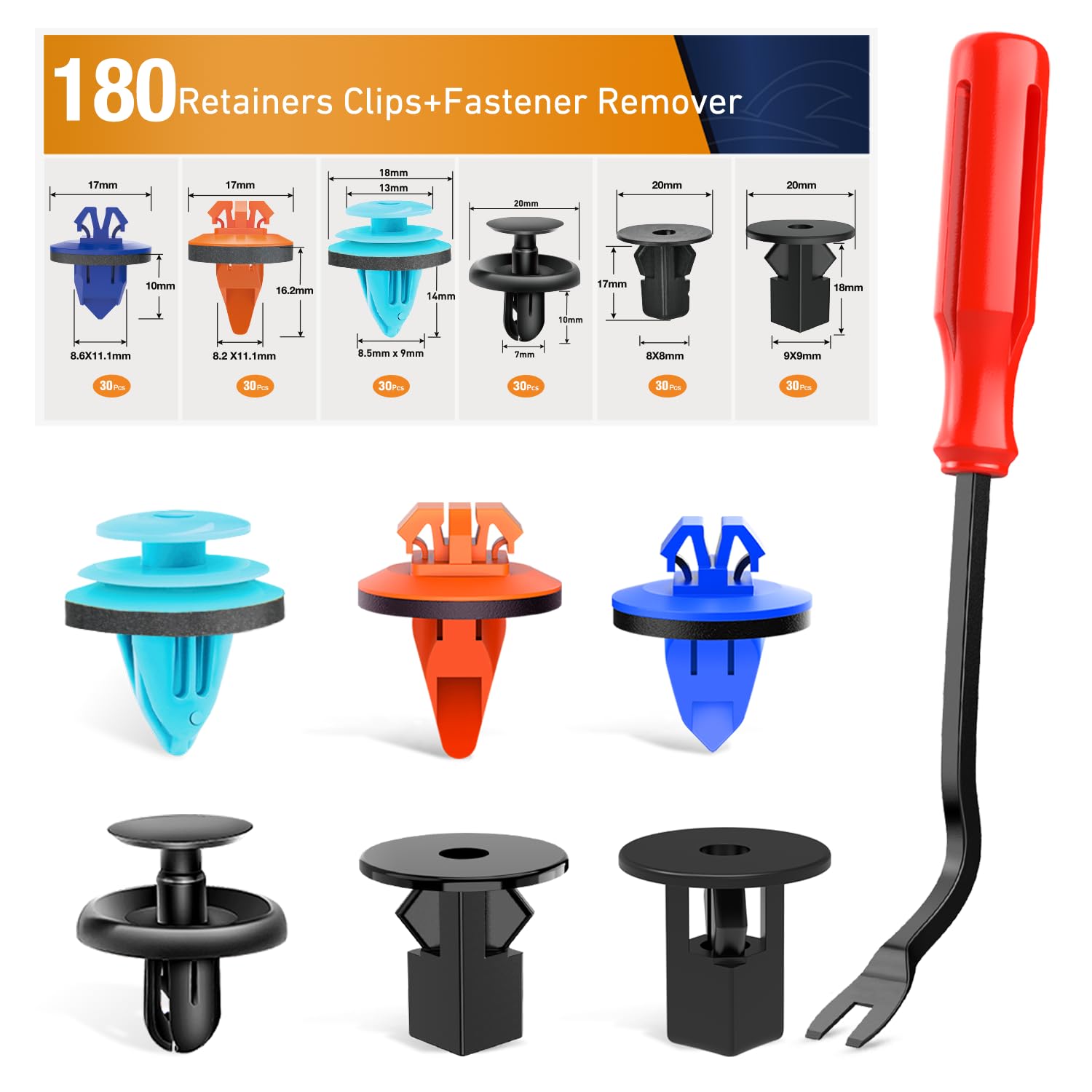 Gooacc 180Pcs Car Bumper Retainer Clips Bumper Fender Liner Kit For Lexus Toyota 4Runner Tacoma Rav4 Scion 75495-35010 75397-350