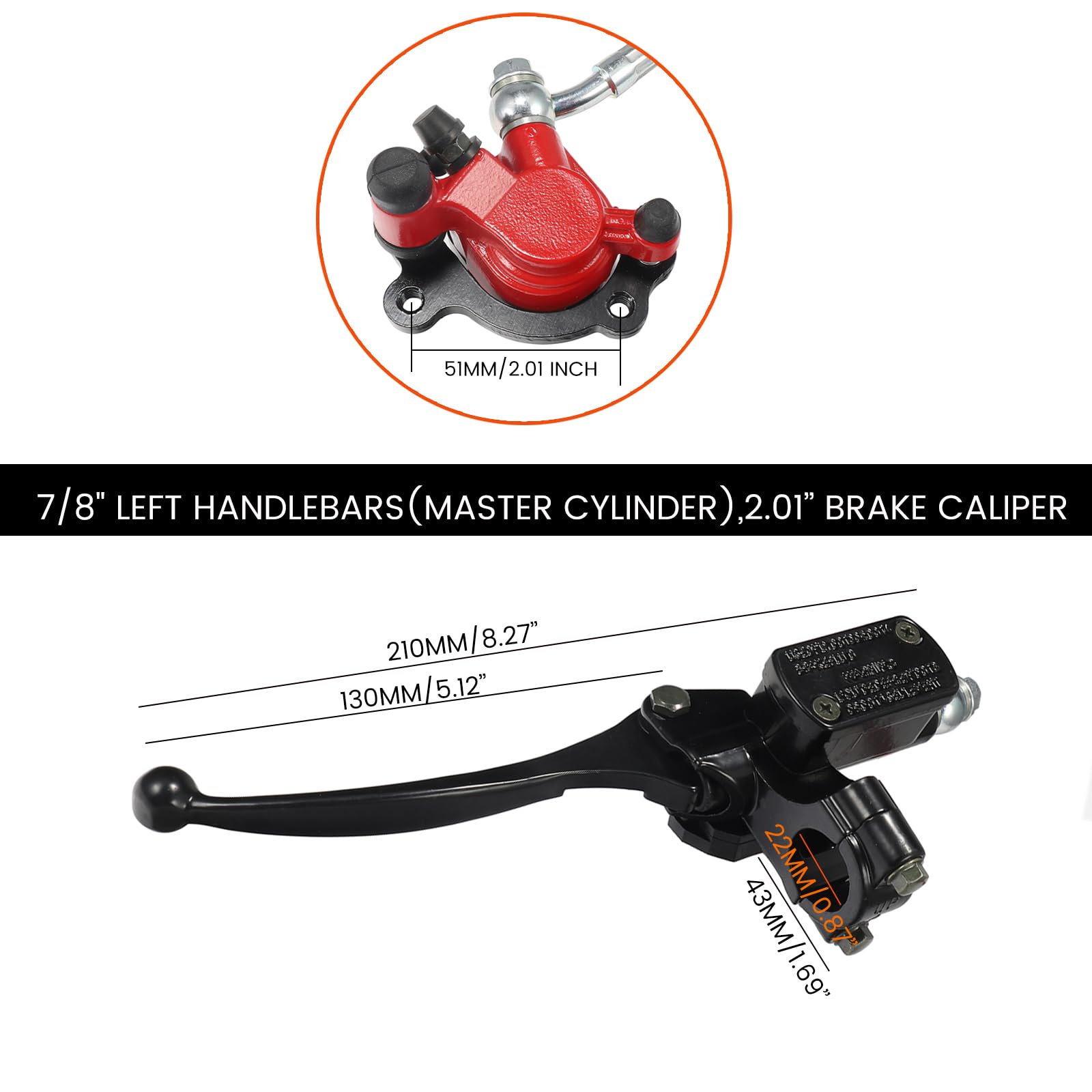 Hydraulic Brake System Kit With 50 Inch Hose Tube,Brake Pads,Brake Caliper Compatible With Baja Doodle Bug Db30R Mini Bike 212Cc