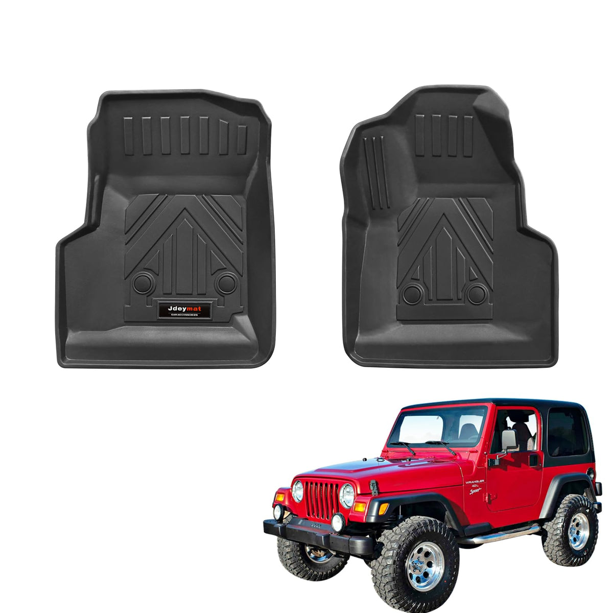 Jdeymat All Weather TPE Front Floor Mats for 1997-2006 Jeep Wrangler TJ Accessories (for 1997-2006 Jeep Wrangler TJ/LJ Front Flo