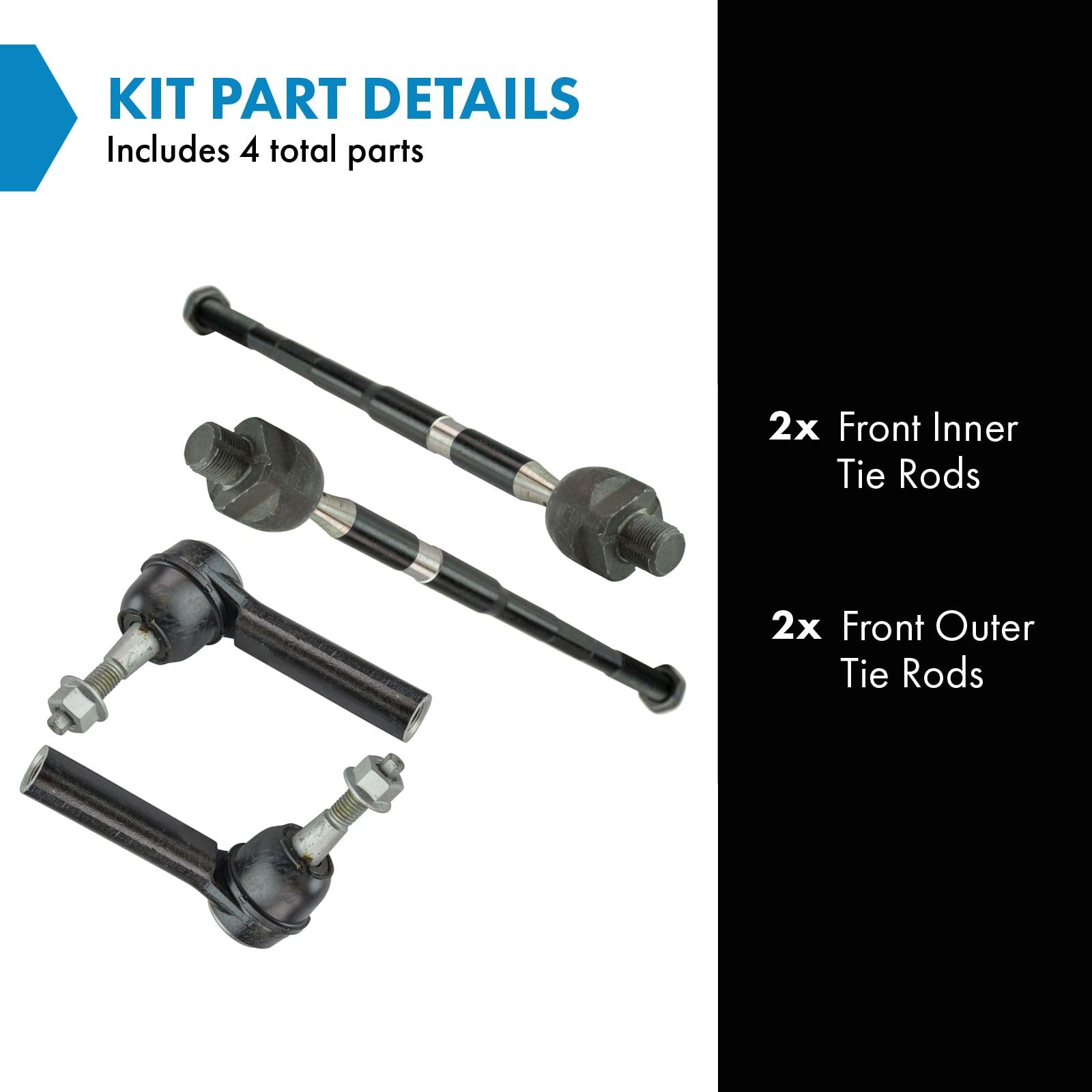 Trq Front Tie Rod Set Compatible With 2010-2015 Chevrolet Camaro