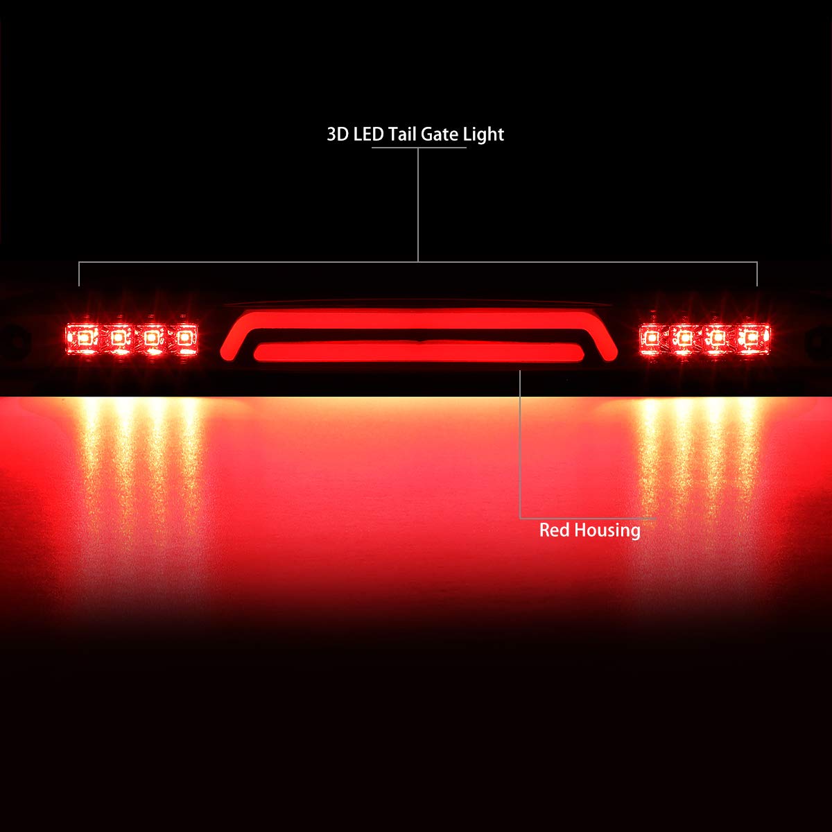 Dna Motoring Tgl-Dram03-3D-Led-Rd 3D Led Rear Center Tailgate Light Brake Lamp