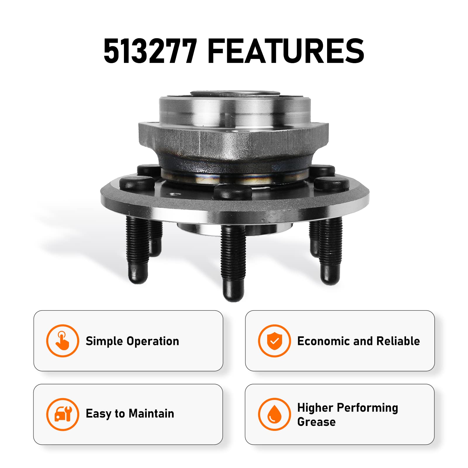 Macel 513277 Wheel Bearing And Hub Assembly Front/Rear For 08-17 Buick Enclave, 09-17 Chevy Traverse, 07-16 Gmc Acadia, 07-10 Saturn Outlook 6 Lugs W/Abs