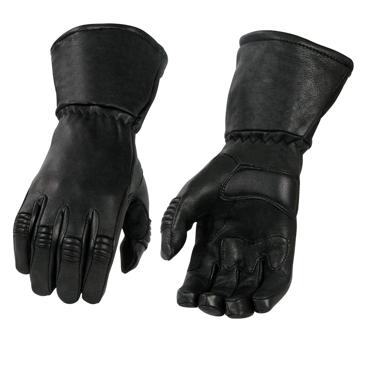 Milwaukee Leather G039 Men's Black Gauntlet Motorcycle Deerskin Long Cuff Thermal Lined Gloves - Large