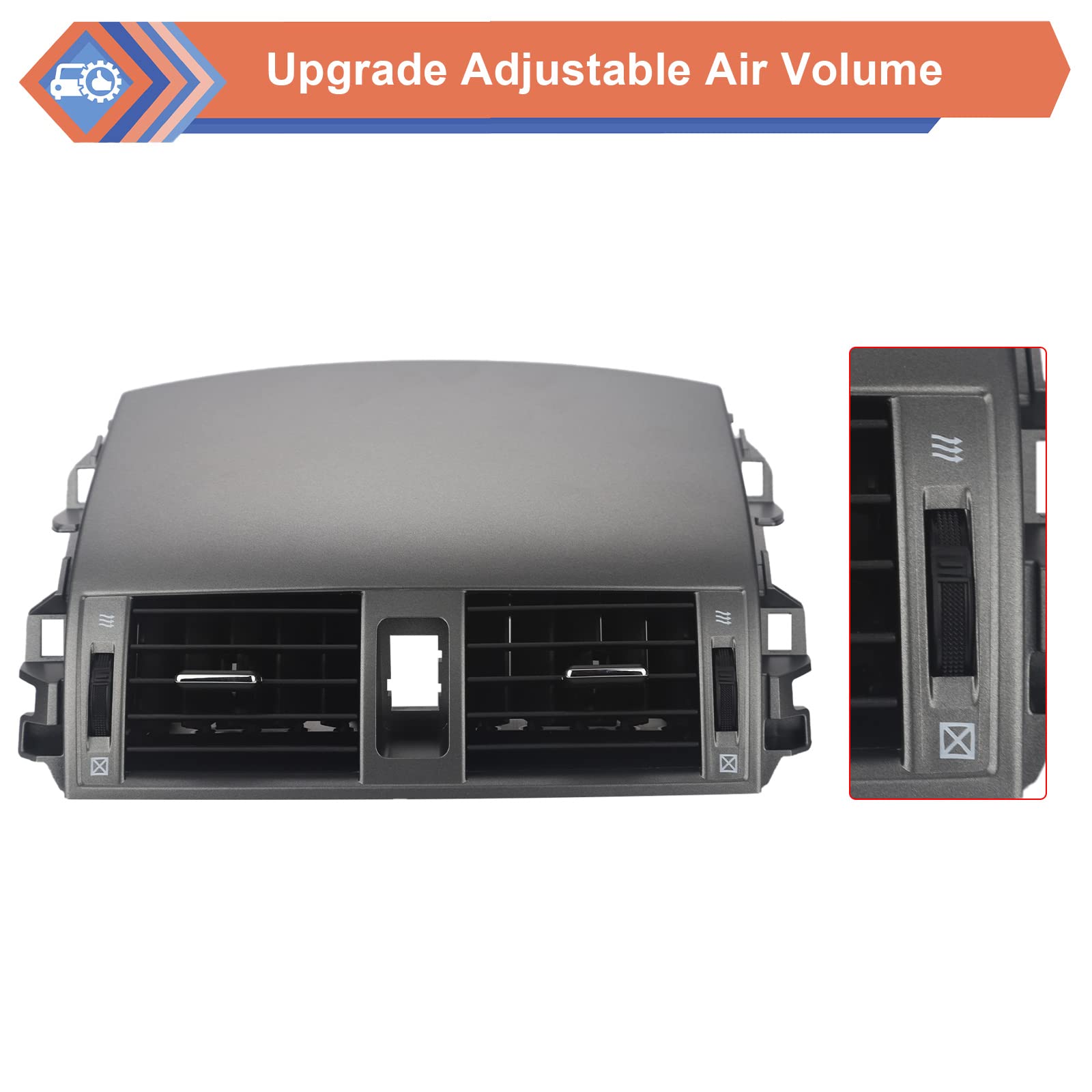 Zonfant Upgrade Adjustable Air Volume Center Dash A/C Outlet Air Vent Panel With Hand Wheels Compatible With 2008-2013 Corolla, Replace#55670-02160 55663-02060
