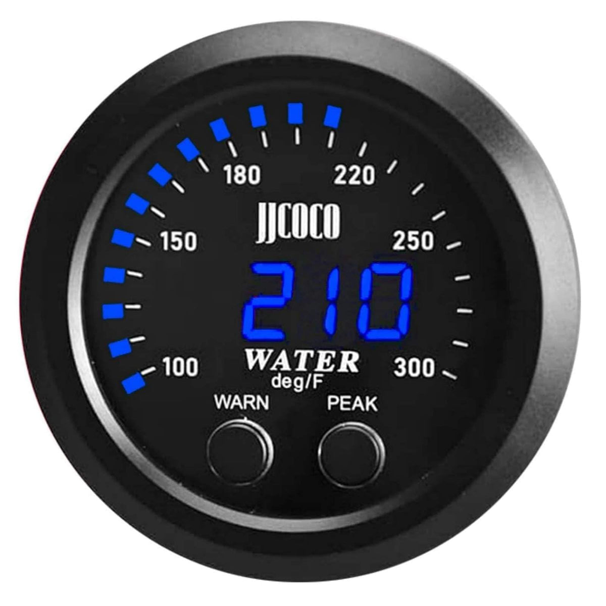 ZHSYMX Universal 52mm Water Temperature Gauge with Alarm and 1/8 Npt Sensor Car Digital Meter Blue Display Temp 100-300F(38-150C