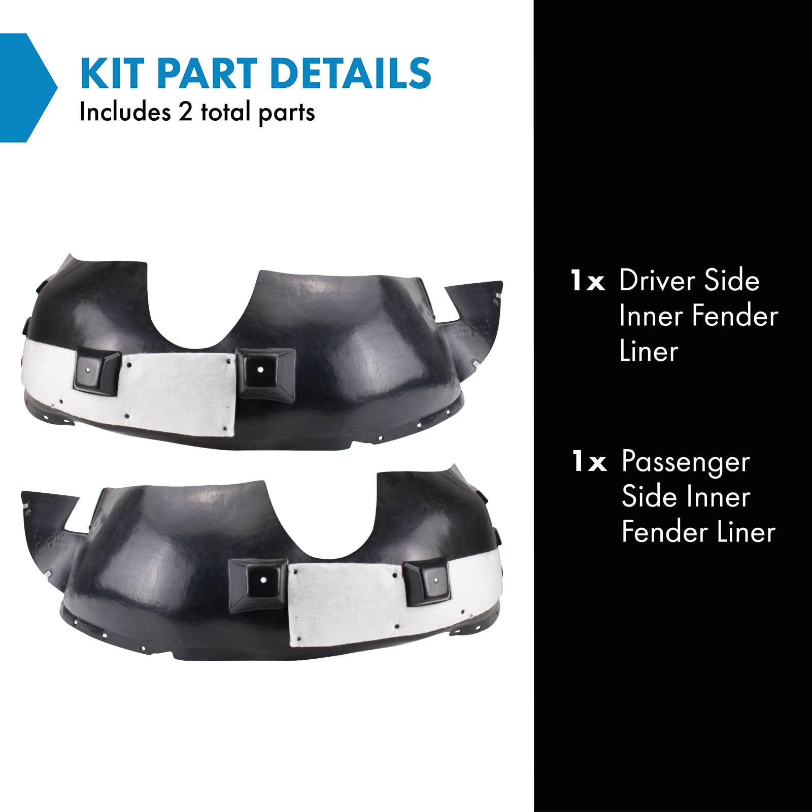 Trq Inner Fender Liner Set Compatible With 2014-2017 Gmc Terrain Gm1248244 Gm1249244