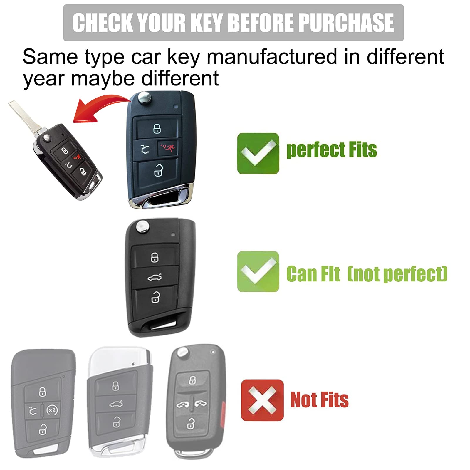 Gematay For Vw Volkswagen Key Fob Cover With Keychain Lanyard, Soft Tpu Key Fob Protector Shell Compatible With Vw Tiguan Golf J