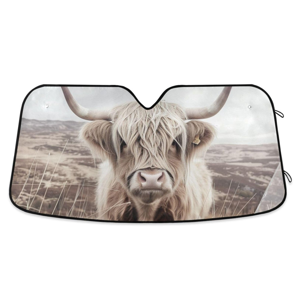 ZOEO Windshield Sun Shade Highland Cattle Cow Mountain Front Window Block UV Shades Visor Reflective Retractable for Car SUV Tru