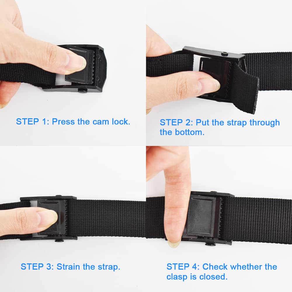 Rio Direct 4Pcs Tie Down Straps, Heavy Duty Lashing Straps Adjustable Cam Buckle Tie-Down Straps For Motorcycle, Cargo, Trucks,T