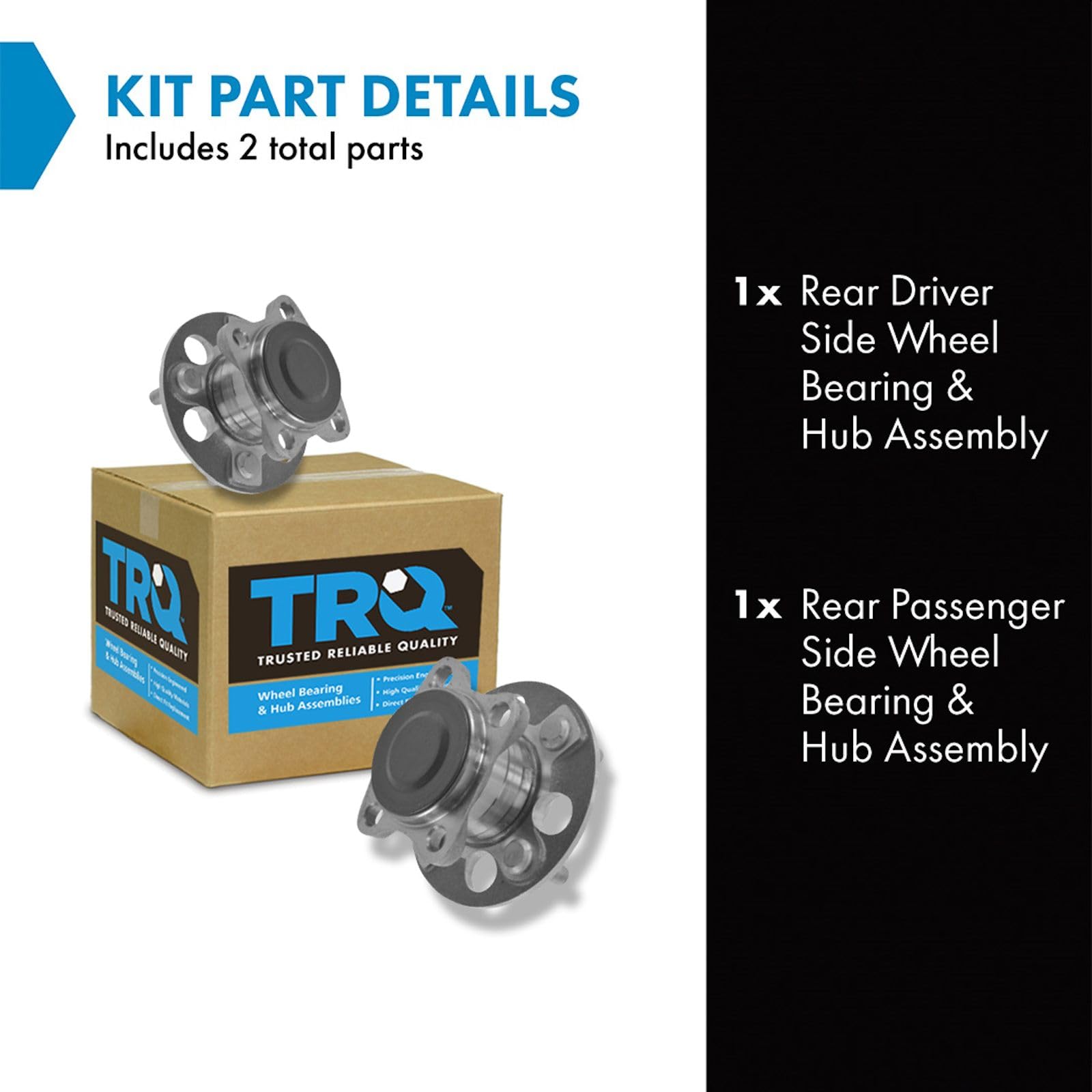 Trq Rear Wheel Hub Bearings Assembly Set Compatible With 2007 Toyota Yaris