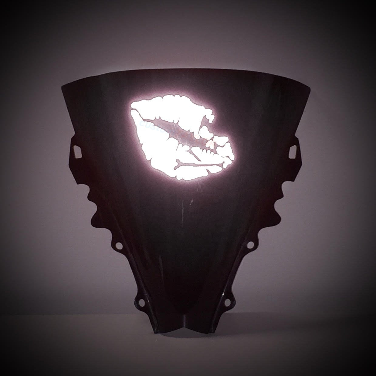 Customtaylor33 High Intensity Reflective Vinyl Death Kiss Skull Crossbones Lips Decal Bumper Sticker - Cars, Motorcycles, Helmets, Wind Screens, Laptops, Cellphones, (White, 6 Inch Wide)