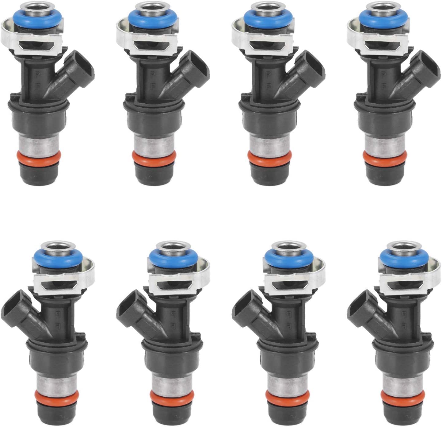 Fuel Injectors Compatible With Chevy Silverado 1500 2500 3500 Tahoe Replacement For Gmc Sierra 1500 2500 3500 Tahoe 4.8L 5.3L 6.0L 2001-2006 Replace 17113553 Fj315 17113698 8Pcs 4 Holes Injector