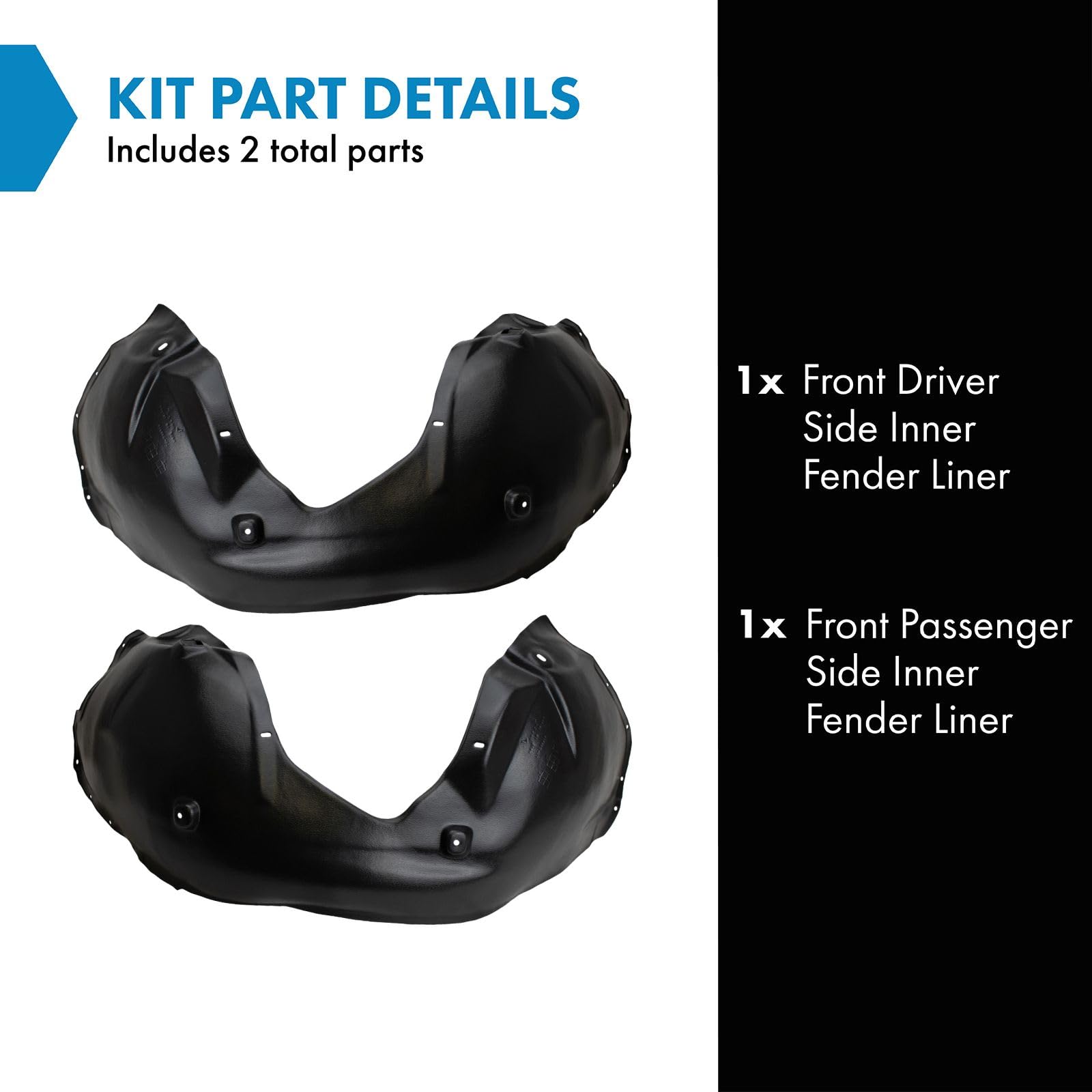 Trq Front Inner Fender Liner Set Compatible With 2005-2008 Chrysler 300 2006-2010 Dodge Charger Magnum Ch1250128 Ch1251128