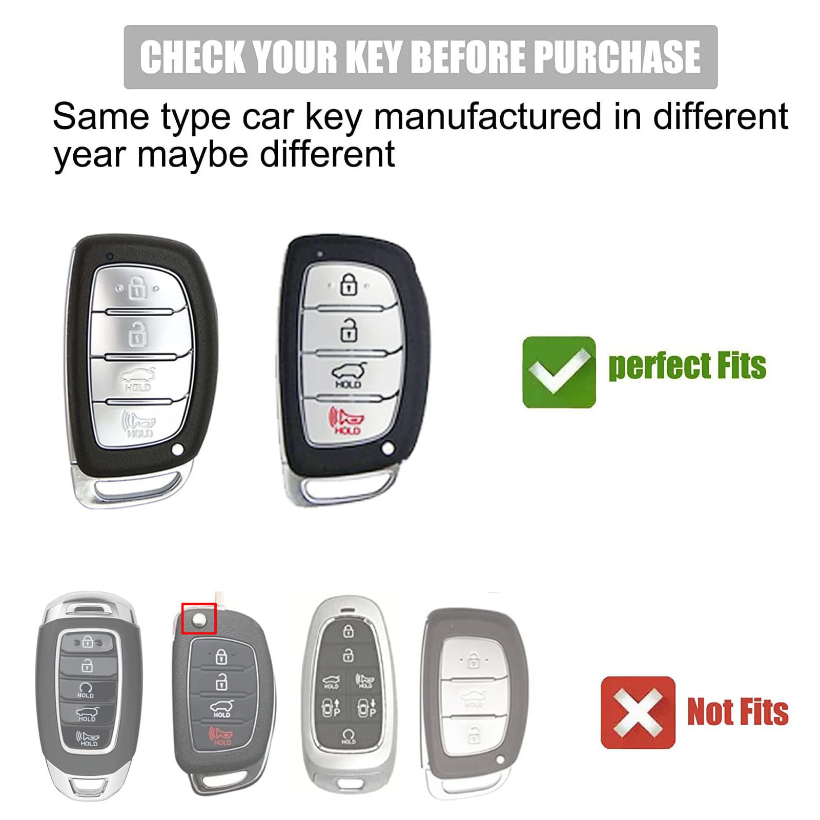 Gematay For Hyundai Key Fob Cover With Keychain Lanyard, Key Fob Protector Shell Compatible With Elantra Ioniq Sonata Tucson Ela