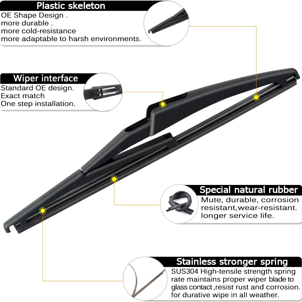 Rear Windshield Wiper Arm Blade for Jeep Renegade 2015-2019 -High Performance Original Equipment Replacement OE:68256590AA