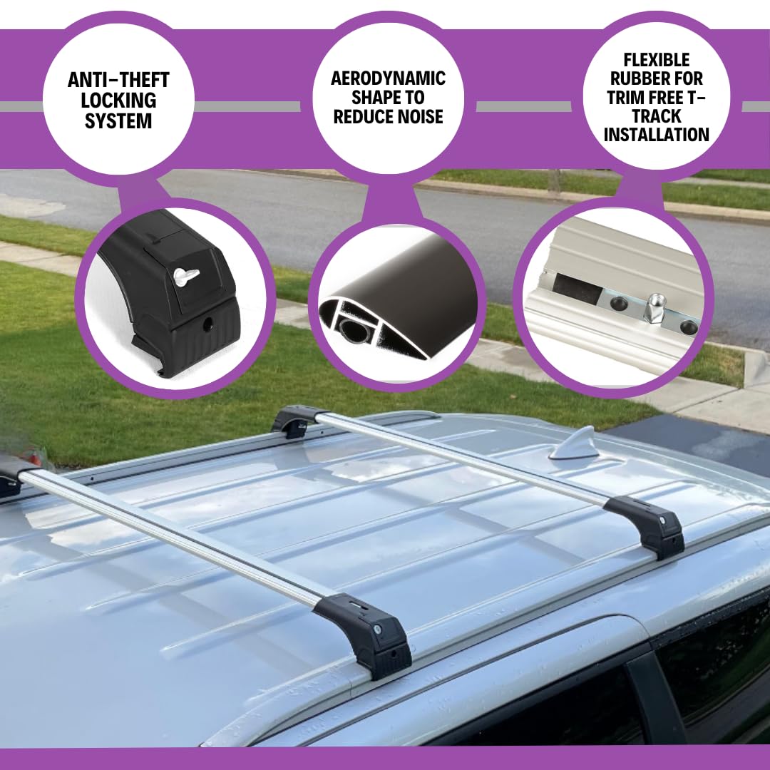 ERKUL Aluminum Roof Rack Cross Bars for BMW X3 G01 (2018-2025) - Silver, 220lbs Capacity, Anti-Theft Lock, Flush Rail Compatible
