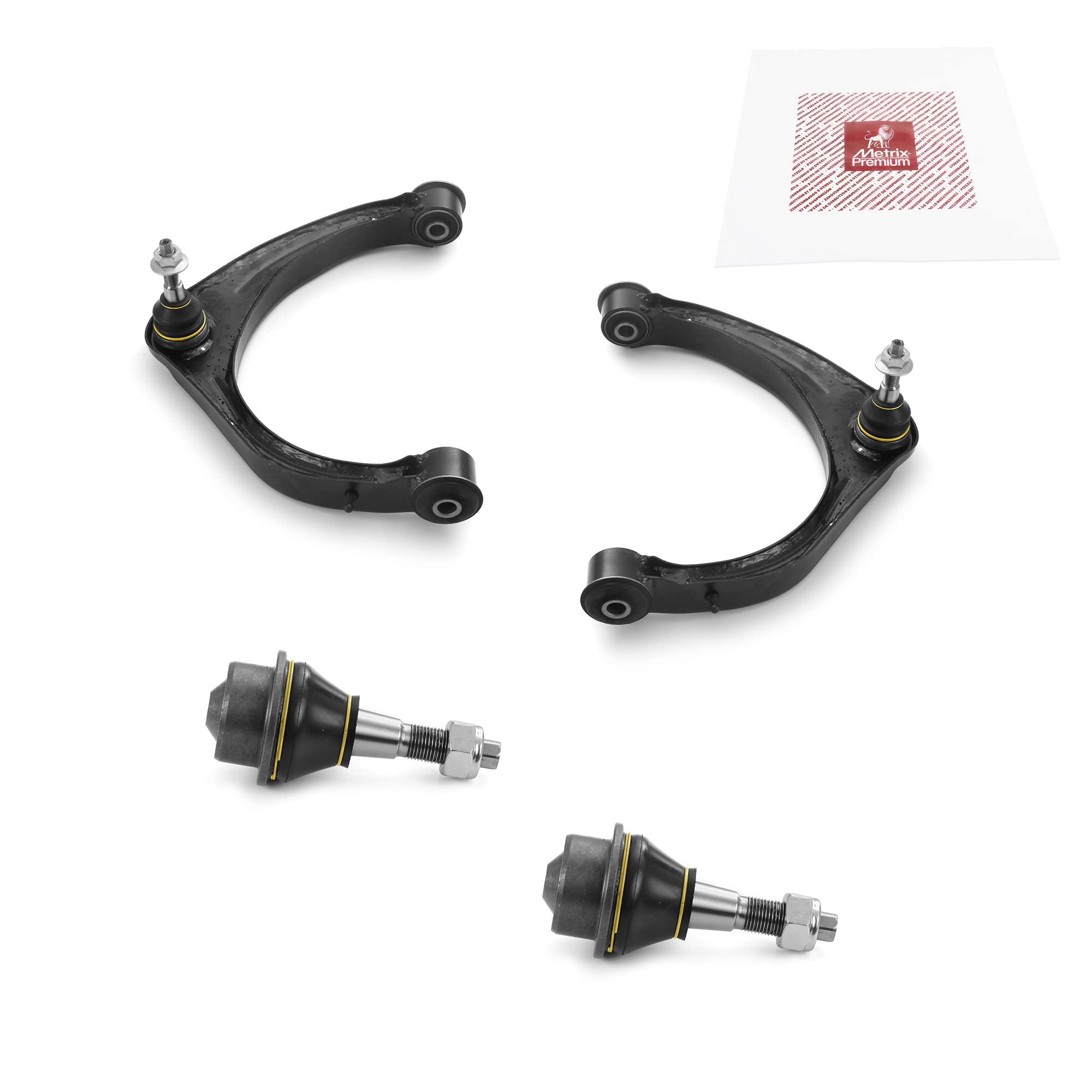 Metrix Premium Chassis Parts - 4 Pc Front L/R Upper Control Arm & Front Lower L/R Ball Joint Kit Fits 09-10 Dodge Ram 1500 Rwd,
