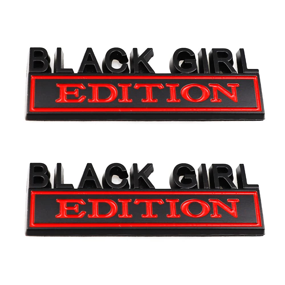 2 Pcs Black Girl Edition Emblem Car Side Rear Front Hood Trunk Door Badge 3D Decal Sticker Fit For Car Truck Suv (Black Girl, Bl