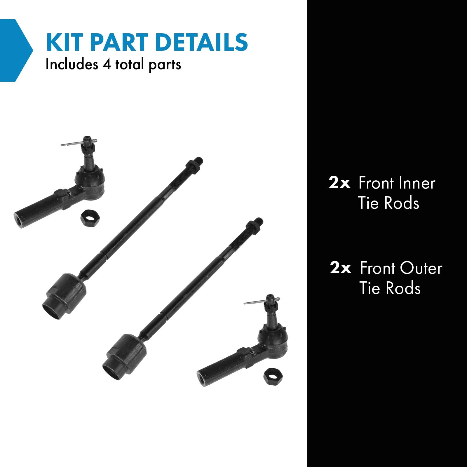 Trq Tie Rod End Inner Outer Kit Set Of 4 For Chevy Buick Pontiac Oldsmobile