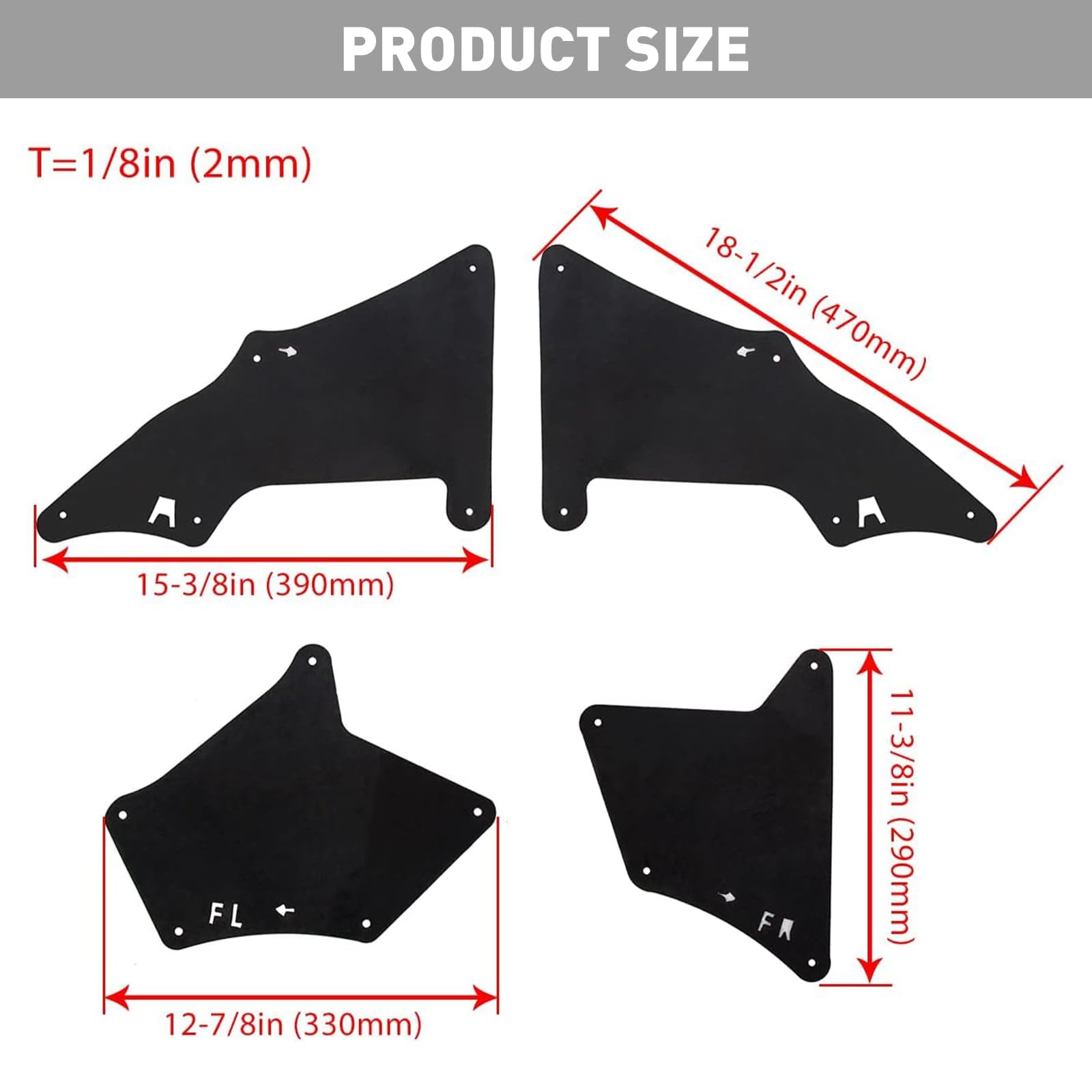 ECOTRIC Splash Guards Fender Liner Shield Compatible with 2003-2022 Toyota 4 Runner 2007-2014 FJ Cruiser 2003-2020 Land Cruiser 2003-2020 Lexus GX460 GX470 Replace for 5373535150 5373635150 5388635020