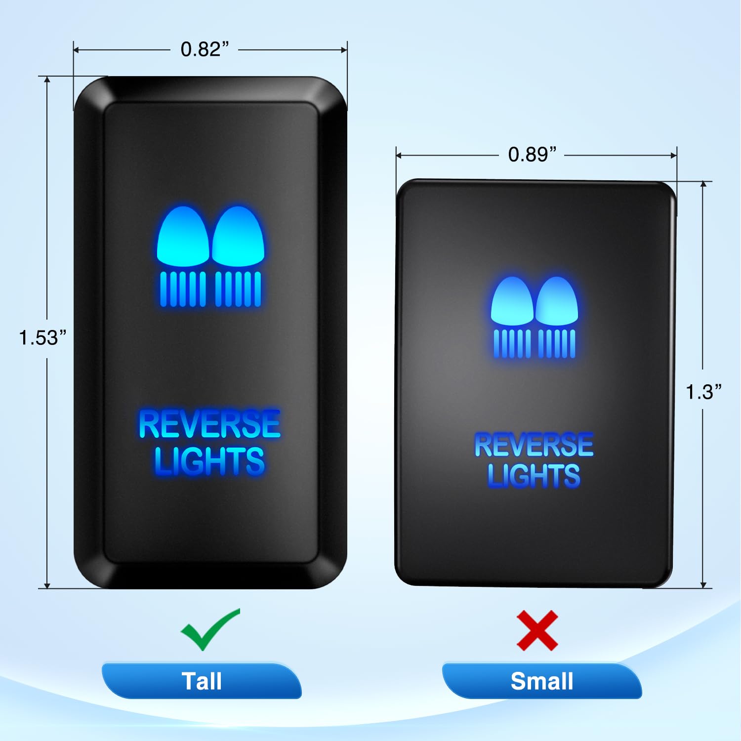 Nilight Reverse Lights Push Button Switch 12V On Off Switches With Connector Wire Kit 1.54'' X 0.83'' Replacement For Toyota Fj