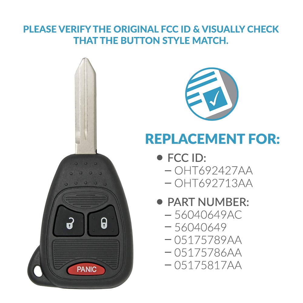 Keyless2Go Replacement For Keyless Entry Remote Car Key Vehicles That Use 3 Button Oht692427Aa