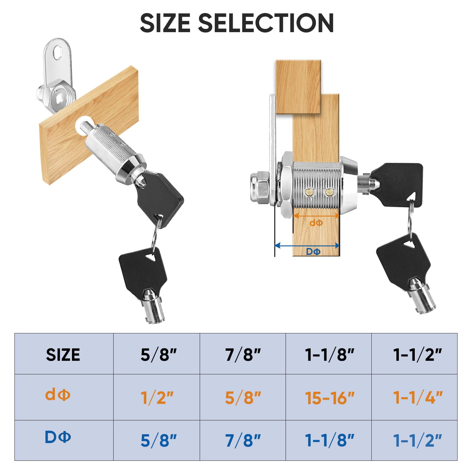 Pteromy 12 Pack Cabinet Locks With Keys - 5/8 '' Heavy Duty Tubular Cam Locks For Rv Compartment Storage, Full Set (Chrome, 12 P