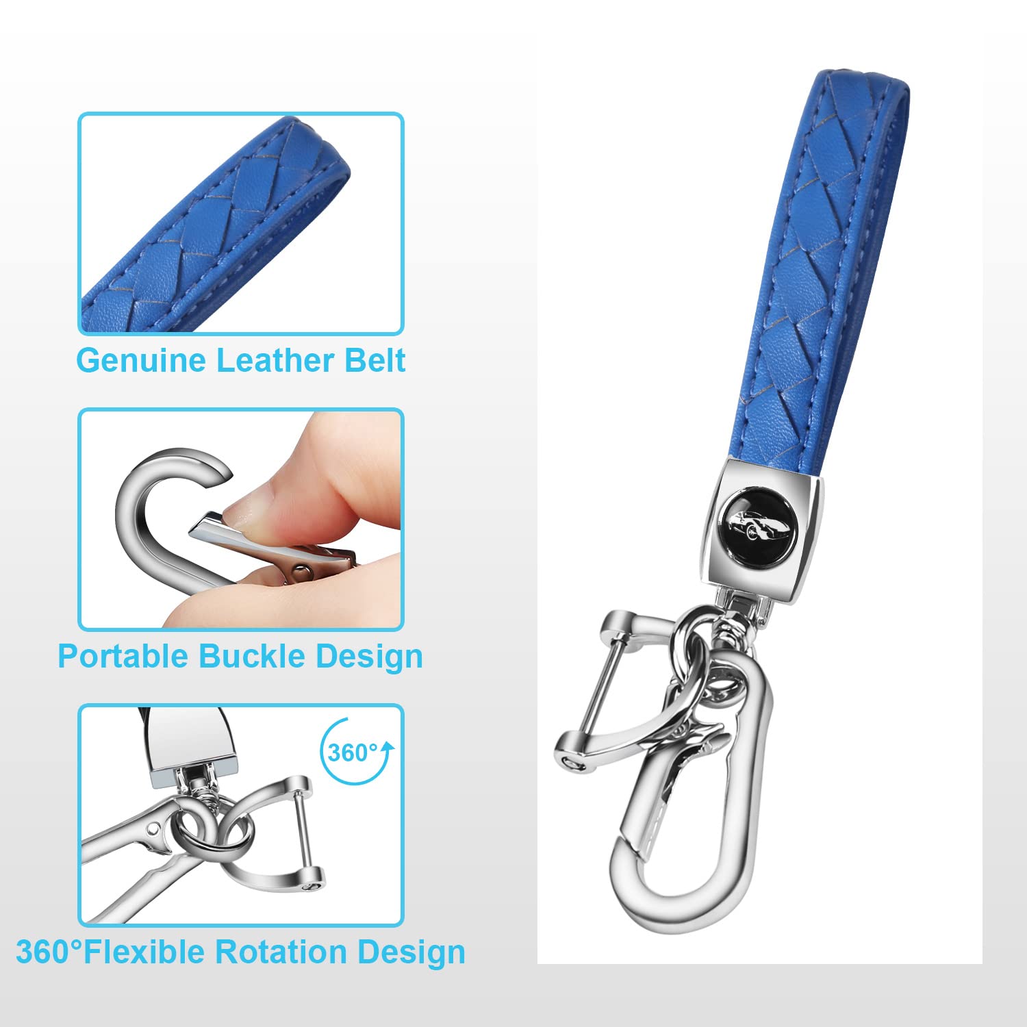 Qbuc For Subaru Key Fob Cover With Leather Keychain,Fit For Forester Crosstrek Outback Ascent Impreza Legacy Subaru 4-Buttons(Bl