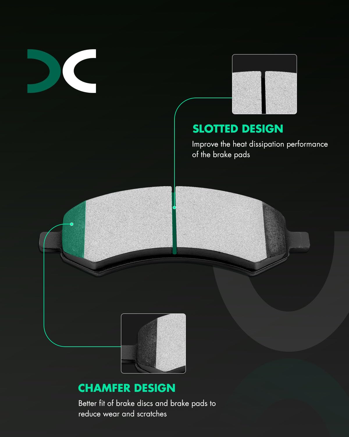 Scitoo D1084 Front Ceramic Brake Pads Sets Fit For Chrysler Aspen,For Dodge Dakota/For Durango/Ram 1500,For Jeep Wrangler,For Mi