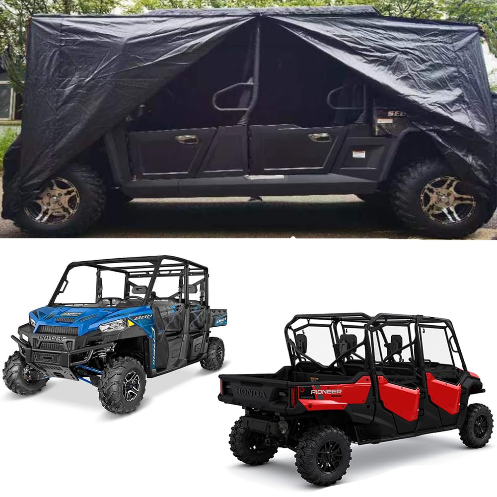 QYMOTO 4-6 Seater UTV Crew Cover Side Zipper Waterproof Windproof 420D Heavy Duty for CFMOTO Uforce 1000 XL, Polaris RZR 900/100
