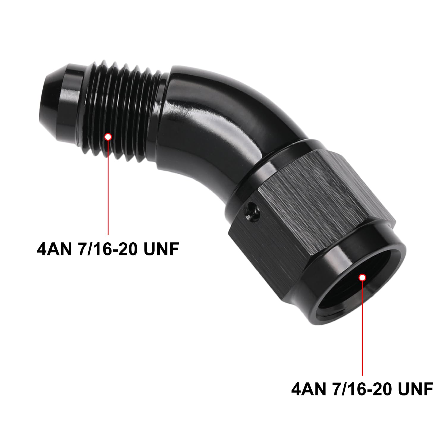 Podavelle 45 Degree 4An Male To 4An Female Swivel Full Flow Fitting Adapter Coupler Aluminum Black