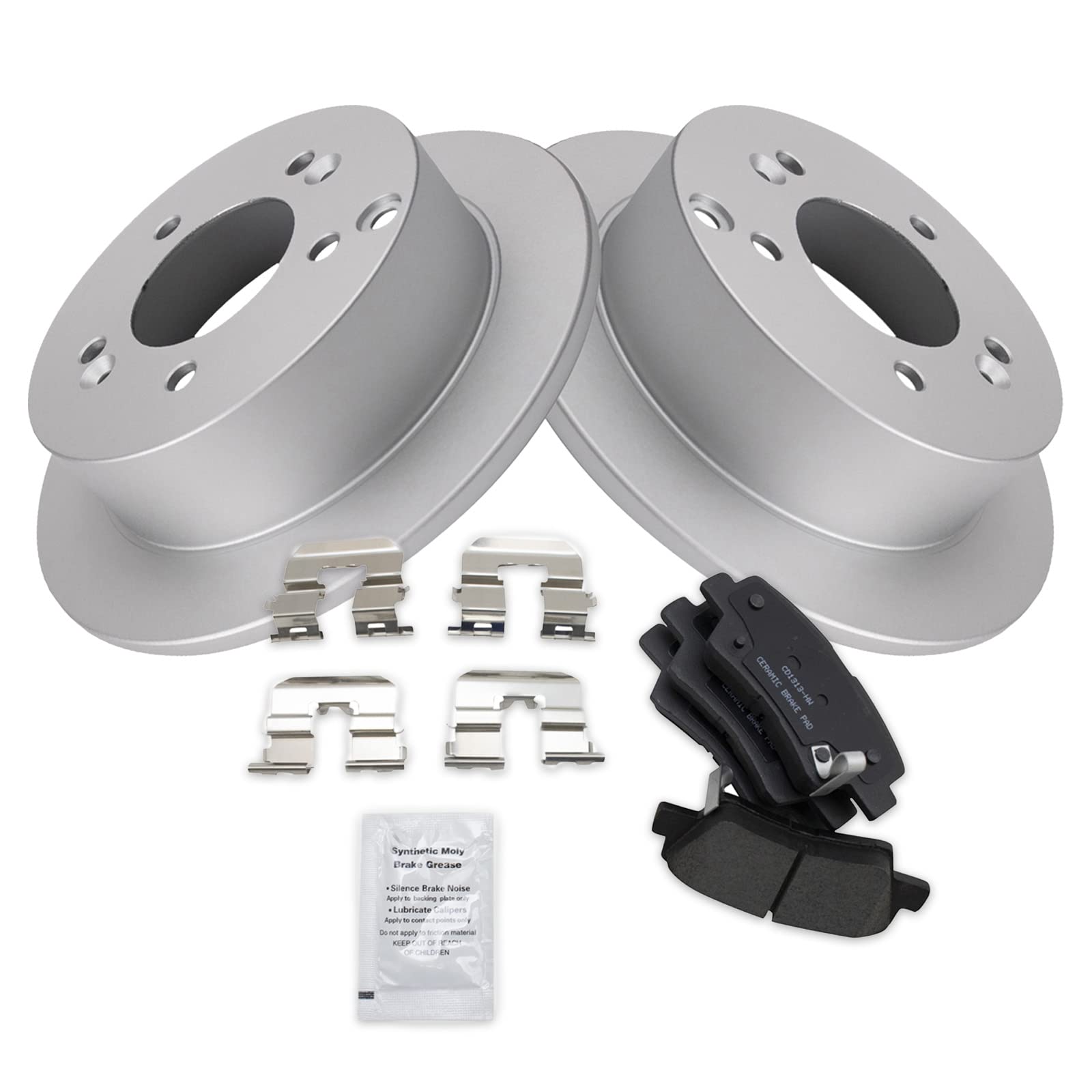Trq Rear Brake Pad & Rotor Kit Brake Pads Brake Rotor Ceramic Premium G-Coated Compatible With 2009-2010 Hyundai Sonata