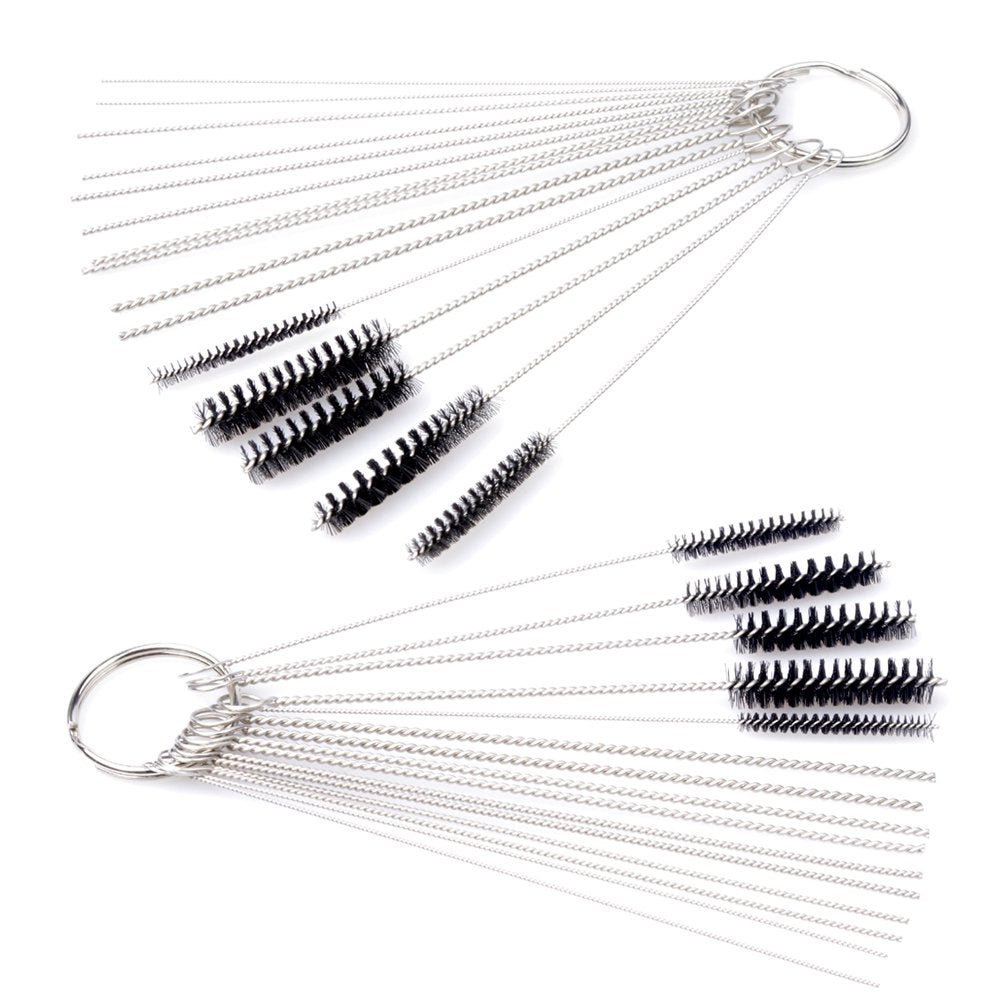 Dosens Carburetor Carbon Dirt Jet Remove Cleaner Carb Cleaner Cleaning Brushes Kit Multi Purpose Nylon Tube Brushes - 20 Needles