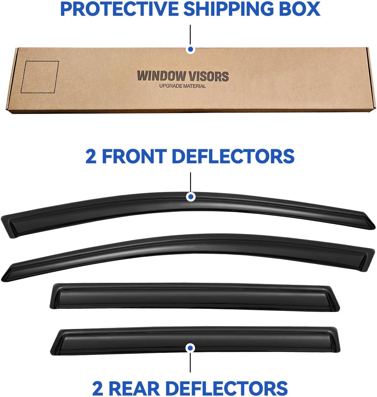 Window Visors Rain Guards for 2000 2001 2002 2003 2004 2005 Ford Excursion, Out-Channel Window Vent Wind Deflectors Visors Shade