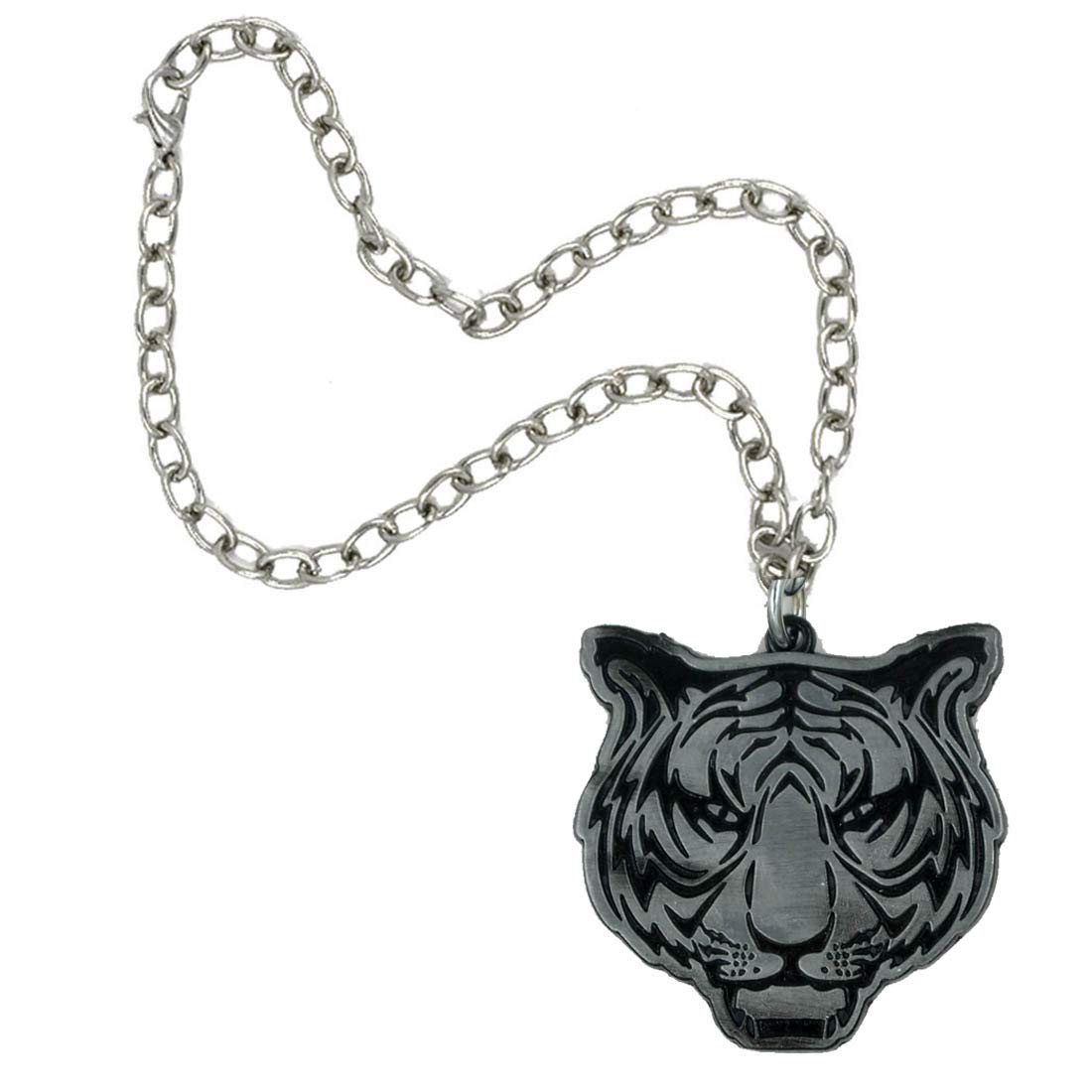 AFH Stylish Tiger Design Antique Silver Quality Stainless Steel Hanging Car Mirror Charm Decorative Hanging Ornament