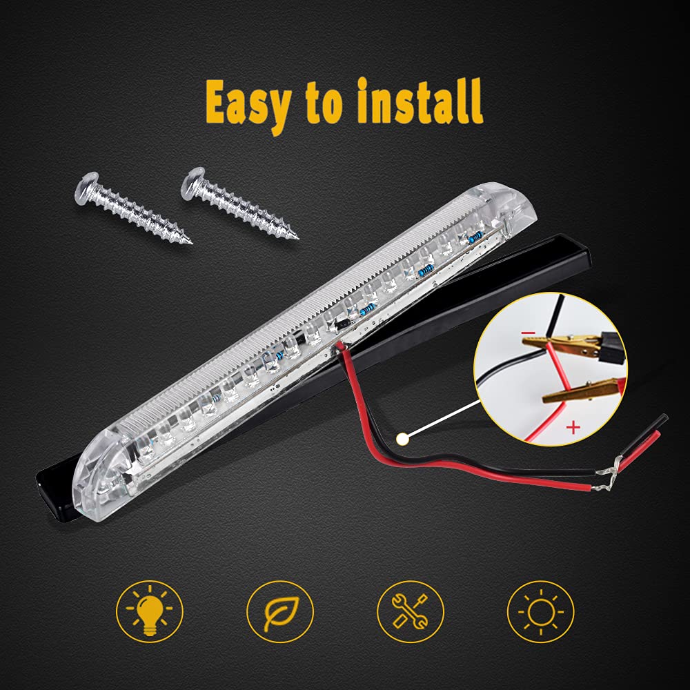 Nifeida 8 Clear Lens 18Led Waterproof Utility Strip Light Bar Surface Mount For 12V Marine Boat Rv Interior Light Slim Line Pickup Truck Under Hood Lights Side Marker Lamp [Pack Of 4]