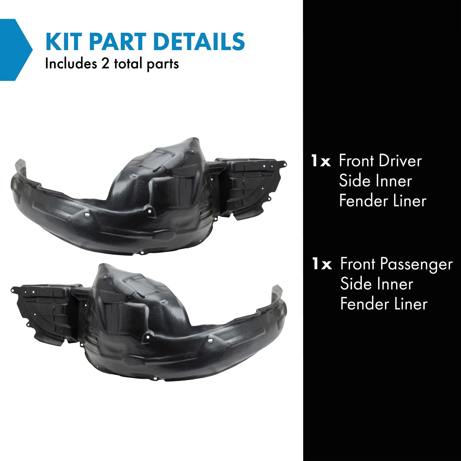 Trq Front Inner Fender Liner Set Compatible With 2010-2014 Subaru Legacy Su1248121 Su1248141 Su1249121 Su1249141