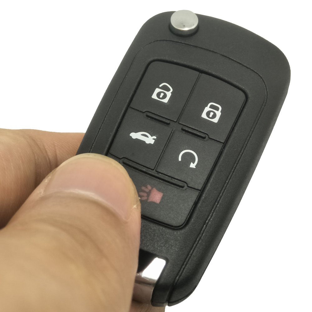 Replacement Key Fob Cover Case Shell Fit For Chevy Camaro Cruze Equinox Impala Malibu Sonic 5 Buttons Keyless Entry Remote Flip Key Shell