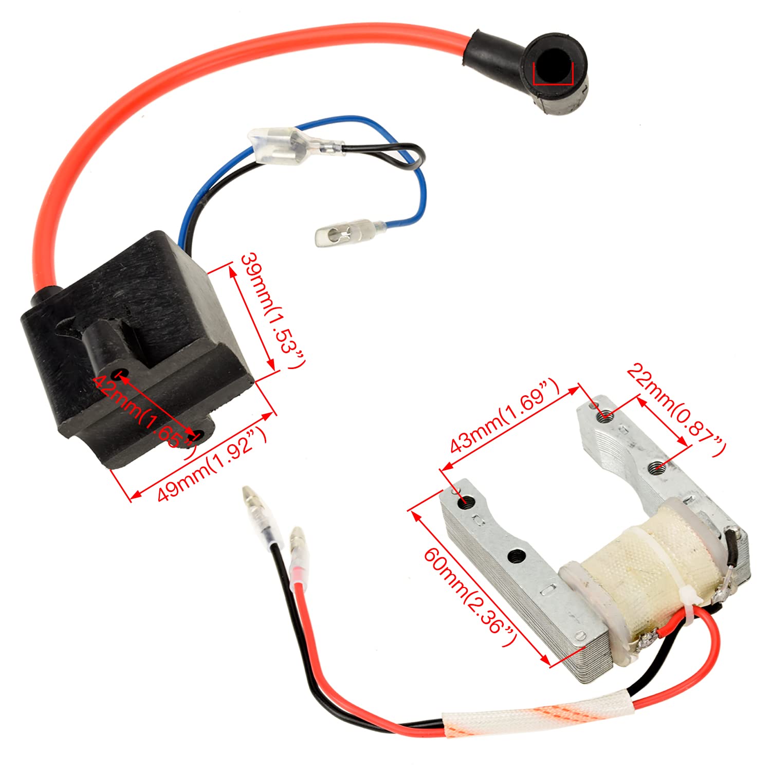 Yoxufa Motorized Bike Cdi Ignition Coil + Magneto Coil Kit For 2 Stroke 49Cc 50Cc 66Cc 80Cc 100Cc Pk80 Bt80 Yd100 Engine Gas Mot