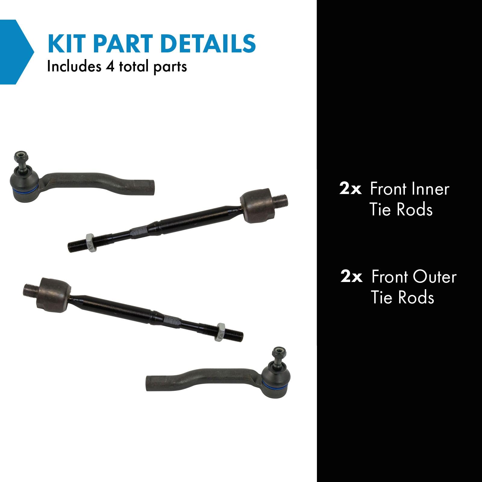 Trq Front Tie Rod Set Compatible With 2012-2019 Nissan Versa 2014-2019 Versa Note