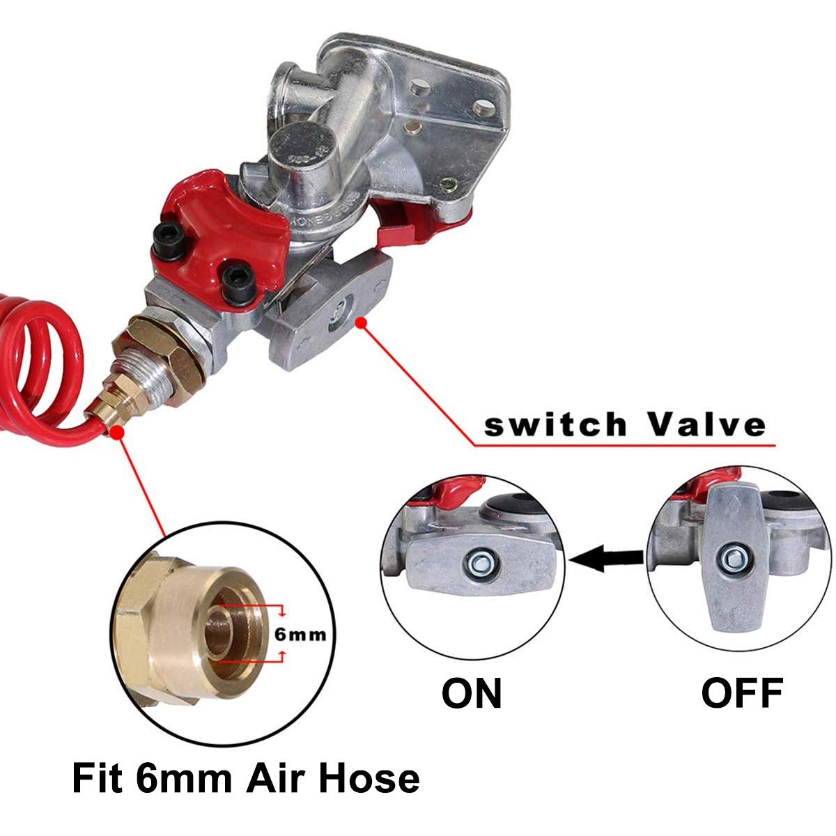 Kootans 1 Pair Service Emergency Gladhands With Valve Switch Die Cast Aluminum Valve Glad Hands Universal Air Hose Brake Couplin