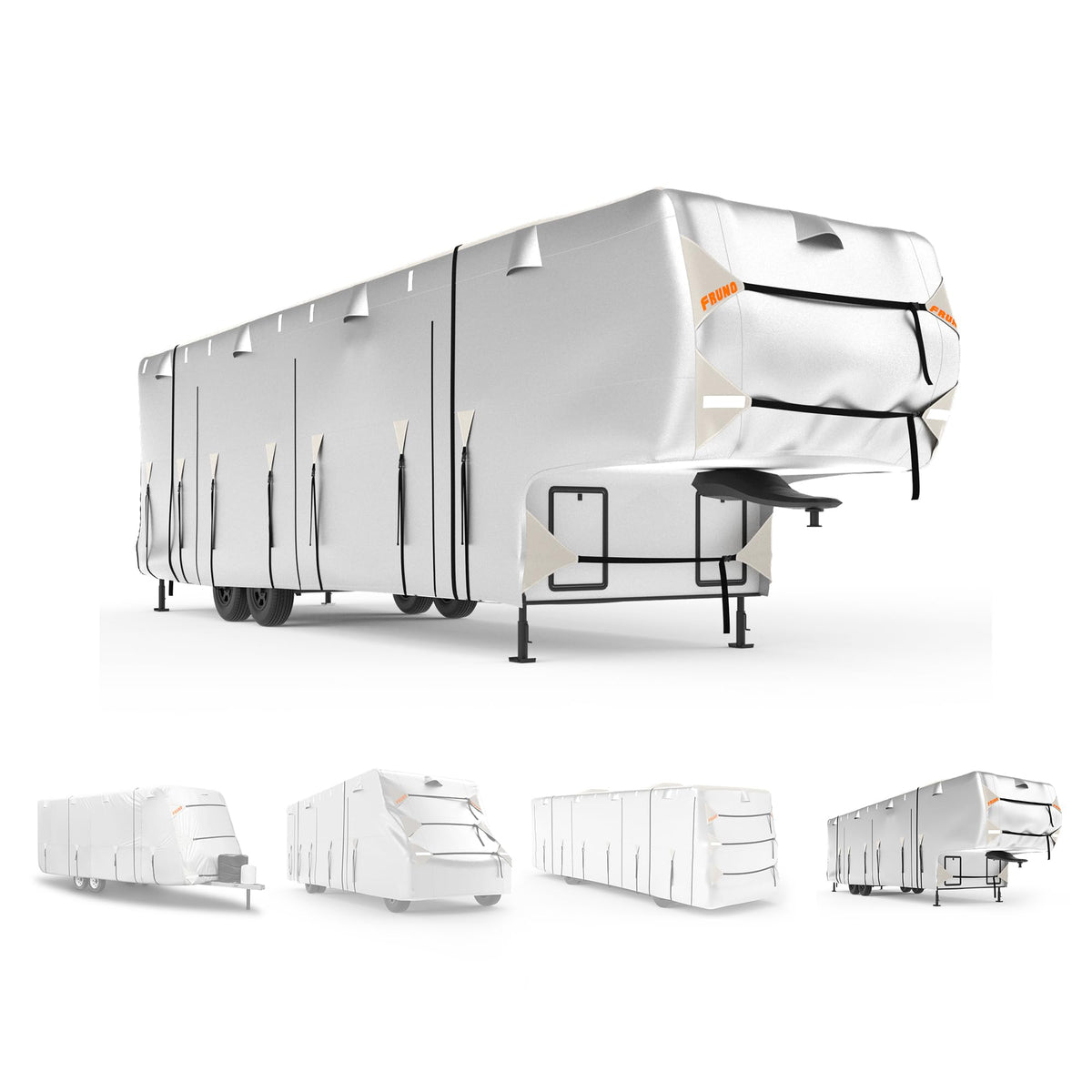 Fruno Oxford Fabric 5Th Wheel Rv Cover Fits 33'-37' Waterproof Rip-Resistant Anti-Uv Fifth Wheel Toy Hauler Camper Cover For Win