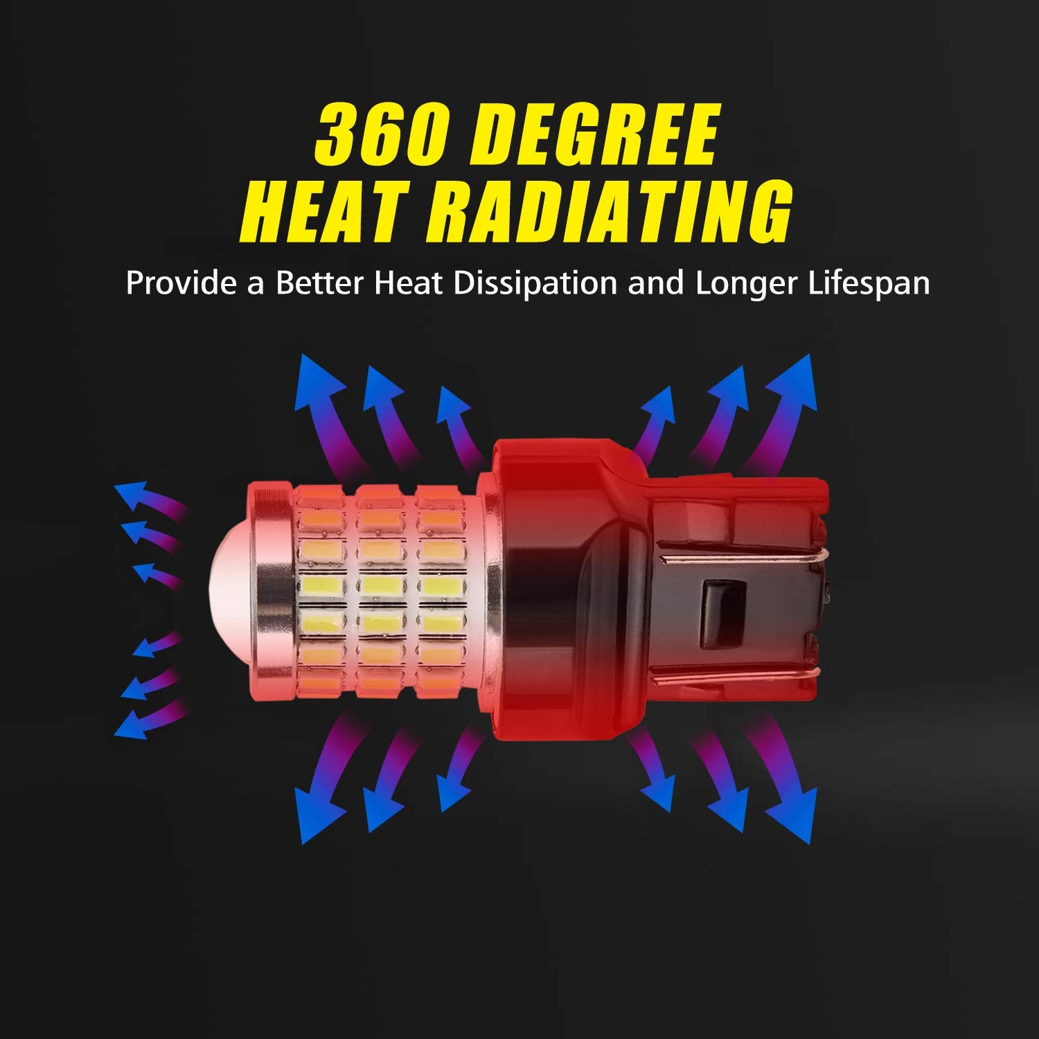 Auxlight 7440 7441 7443 7444 T20 992 W21W Led Bulbs Xenon White, Ultra Bright 57-Smd Led Replacement For Back Up/Reverse Lights, Brake/Tail Lights, Turn Signal/Parking Or Running Lights (Pack Of 2)