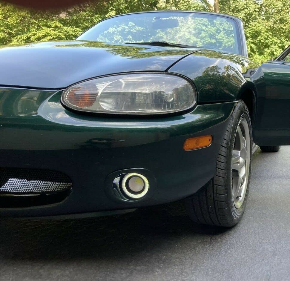 White Led Halo Fog Lamps Driving Light Kit For 1999 2000 Mazda Mx-5 Miata Nb