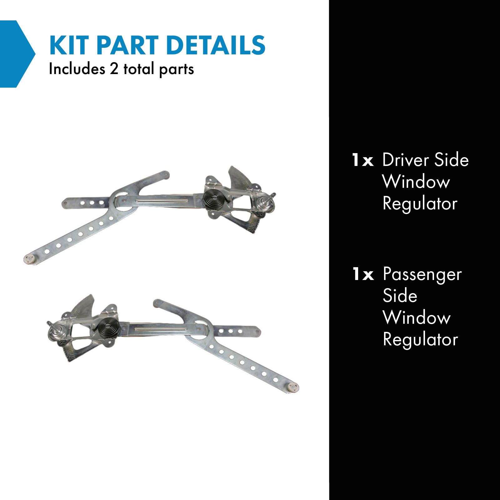 Trq Driver & Passenger Side Manual Window Regulator Set Compatible With 88-02 Chevrolet Gmc Gm1350105