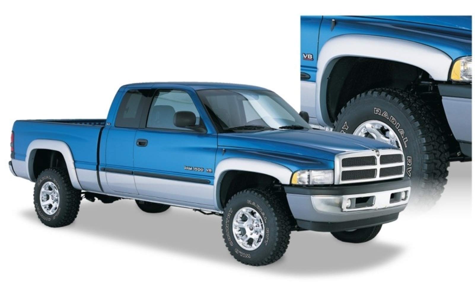 Bushwacker OE Style Factory Front & Rear Fender Flares | 4-Piece Set, Black, Smooth Finish | 50903-02 | Fits 1994-2001 Dodge Ram