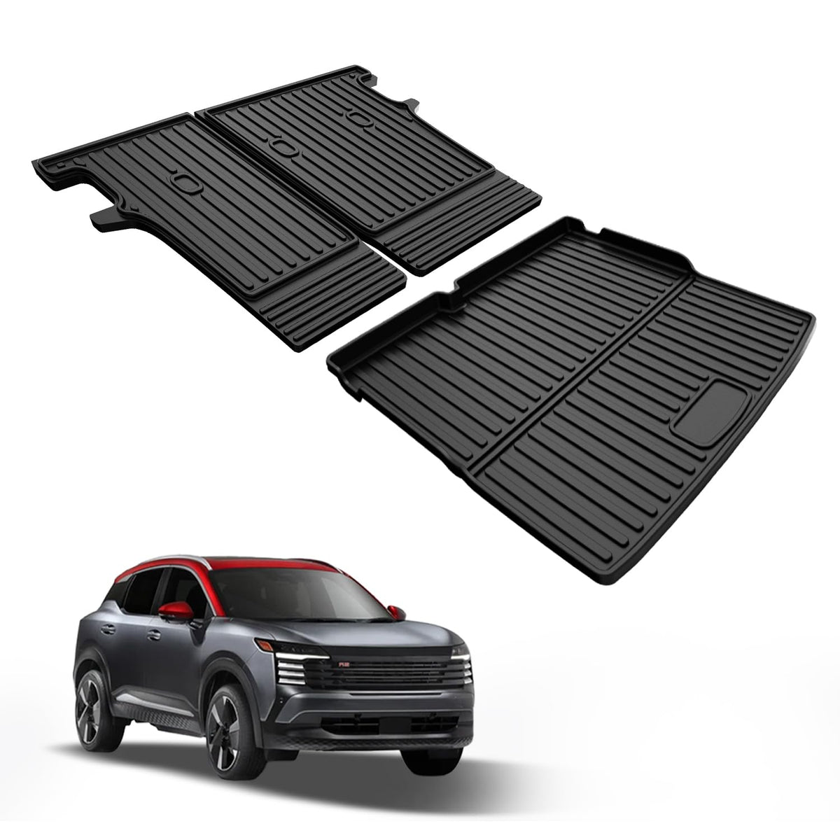 AOMSAZTO Cargo Liner & Seat Back Mat | fit for Nissan Kicks SUV 2025 | TPE All Weather Trunk & Seat Back Protection 3-pc Black